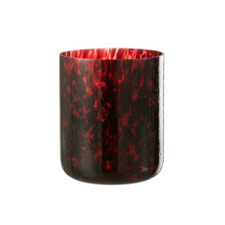 J-Line windlicht gevlekt glas rood/zwart extra large 20x20x25cm