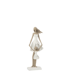 J-Line moeder met dochter poly /taupe s 12x7.5x32.5cm