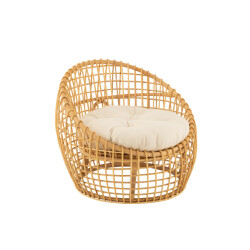J-Line stoel lise+kussen 1 personen rotan/textiel naturel/wit 79x84x67cm