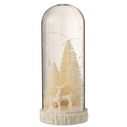 J-Line stolp hoog led herten glas/resin large 12x12x28cm