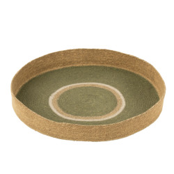 J-Line plateau rond+cirkels zeegras /naturel 50x50x7cm