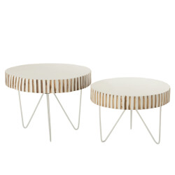 J-Line set van 2 tafels ying hout metaal 48x48x36.5cm