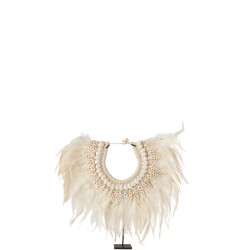 J-Line ketting+staander dora schelpen/veren small 38x11x36cm