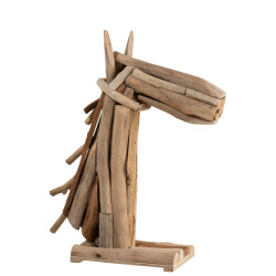 J-Line paardenkop stukken hout 24.75x10.5x28.75cm