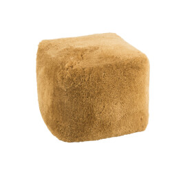 J-Line poef vierkant schapenvel oker 57x57x47cm