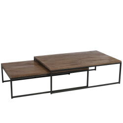 J-Line set 2 salontafels hout/metaal +zwart 120x80x38.5cm