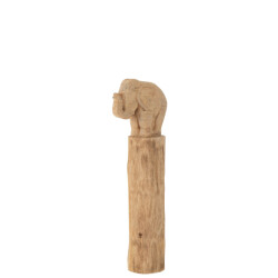 J-Line olifant op boomstam mango hout large 17x10x55cm
