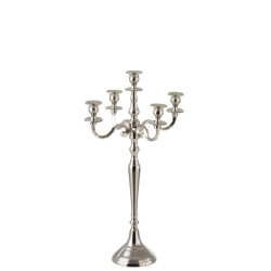 J-Line kandelaar 5-arm klassiek aluminium zilver small 35.5x35.5x63cm