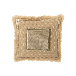 J-Line kussen boord ibiza katoen beige/wit 45x45x4cm