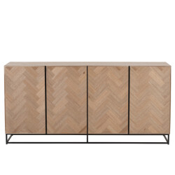 J-Line dressoir 4 deuren zigzag hout/metaal naturel/ 180x40x87cm