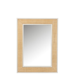 J-Line spiegel molly exotiek hout/rotan wit medium 90.5x3x120.5cm