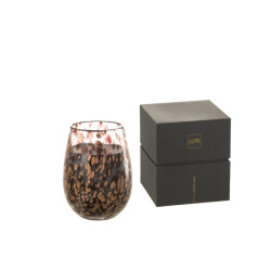 J-Line geurkaars mia zwart/mix glas medium 15x15x22.5cm