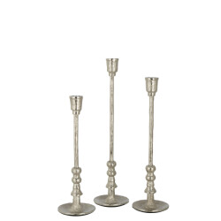 J-Line set van drie kandelaars becca aluminium zilver 10.5x10.5x45.5cm
