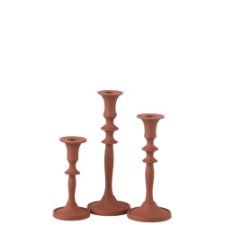 J-Line set van 3 kaarshouders klassiek aluminium roest 8.5x8.5x23.5cm