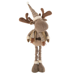 J-Line rendier winter staand textiel large 47x41x82cm