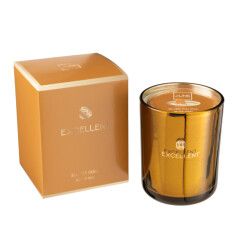 J-Line geurkaars excellent golden honey oker medium-80u 11x11x14.5cm