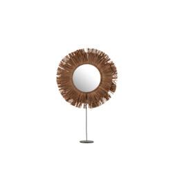 J-Line spiegel op voet rond riet raffia 41x9x50cm