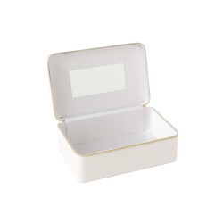 J-Line cosmetica doos rechthoek+spiegel kunstleder 30x19x12cm