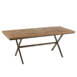 J-Line eettafel yoni metaal/mangohout /grijs 180x90x76cm