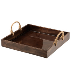 J-Line plateau hendel mango hout 52x50x22cm