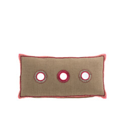 J-Line kussen rechthoekig 3 spiegelzonnen jute /roze 64x34x5cm