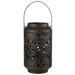 J-Line lantaarn hoog geperforeerd ijzer mat 18x18x45cm