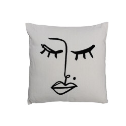 J-Line kussen melissa katoen /wit 47x45x14cm