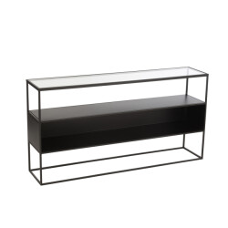 J-Line console vierkant metaal/glas 140x30x72cm