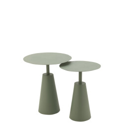 J-Line set van 2 tafels rond ijzer 48x48x56cm