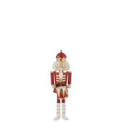 J-Line notenkrakrer trommel ijzer rood/goud medium 33.5x30.5x106.5cm
