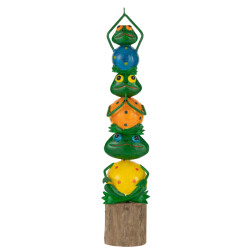 J-Line kikker pyramide op voet ijzer/hout mix large 10x9x43cm