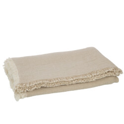 J-Line plaid franjes katoen mousseline donker 130x180x1cm