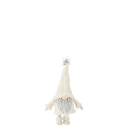 J-Line kabouter grijze baard staand wiebel textiel 28x17x59cm