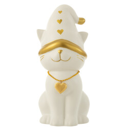 J-Line kat hart hat dolomiet wit/goud large 16.2x13.6x29.4cm