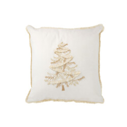 J-Line kussen boom textiel /goud 45x45x12cm