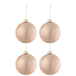 J-Line doos van 4 kerstballen suiker glas mat licht large -