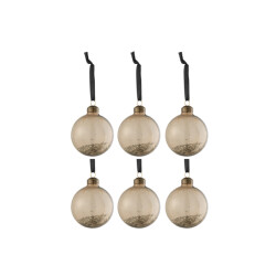 J-Line doos van 6 kerstballen glitter binnen glas 8x8x8cm