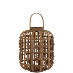 J-Line lantaarn kralen hout 31x31x40cm