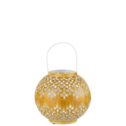 J-Line lantaarn bol geperforeerd ijzer oker 20x20x29cm