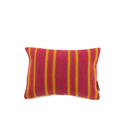 J-Line kussen rechthoek anna fijne groeven jute / geel 48.5x32.5x11cm