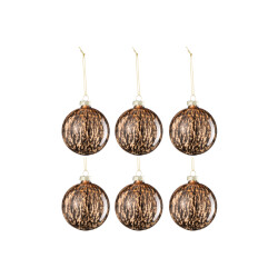 J-Line doos van 6 kerstbal vlekken glas /zwart small 8x8x8cm