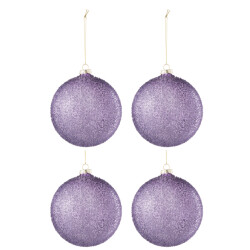 J-Line doos van 4 kerstbal parels glas mauve large 12x12x12cm