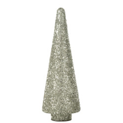 J-Line kerstboom glitter glas zilver large 14x14x39cm