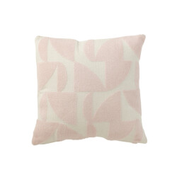 J-Line kussen geo textiel wit/licht 43x43x10cm