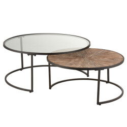 J-Line salontafelset rond metaal 91x91x41cm set van 2