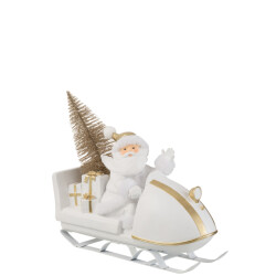 J-Line kerstman met slee poly /goud 31x11x30cm