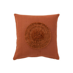 J-Line kussen cirkel textiel terracotta 45x45x10cm