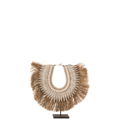 J-Line ketting+staander dora schelpen/zeegrass wit large 50x15x48cm