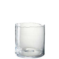 J-Line windlicht onregelmatige rand glas midden 18.5x18.5x31cm