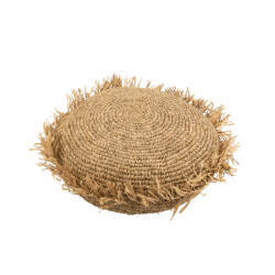J-Line kussen rond raffia 62x62x24cm